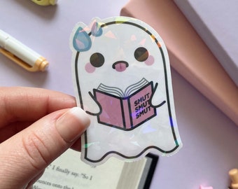 Spicy Reader Ghostie - 3" Vinyl Sticker | Spicy Books | Romance Reader Sticker | Bookish Sticker | Smut Reader | Smut Sticker | Book Lover