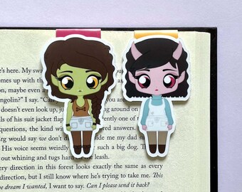 Viv and Tandri Magnetic Bookmark Set inspired by Legends & Lattes: Cute Fanart Bookmarks inspired by an Orc, Succubus, and their Coffee Shop