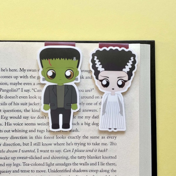 Frankenstein Magnetic Bookmark Set: Frankenstein's Monster & the Bride of Frankenstein. Mary Shelley - Horror | Bookish Gifts | Book Lover