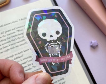 Skeleton in a Coffin "Bury me with my TBR" Vinyl Sticker | Creepy, Cute, Gifts for Book  Lovers | Bookish Gifts | Endless TBR | Love Reading
