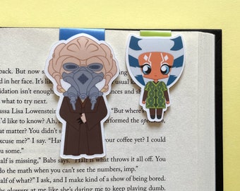 Plo Koon & Lil' Ahsoka Tano Magnetic Bookmark Set: A Padawan youngling and Jedi Grand Master Clip Bookmarks | Cute Fanart | Geek Gifts