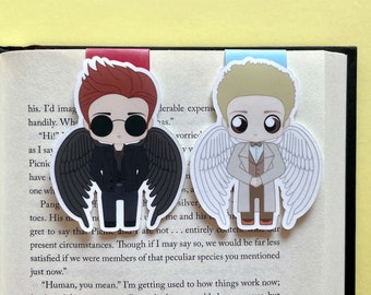 Crowley & Aziraphale - Ineffable Husbands Winged Magnetic Bookmark Set - Cute Fanart Bookmarks inspired by Good Omens | Bookish Gifts | GO