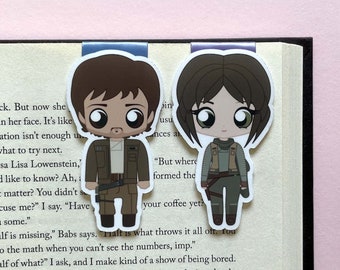 Jyn Erso & Cassian Andor "RebelCaptain" Magnetic Bookmark Set, inspired by Rogue One and a GFFA - Chibi Rebel Captain Fanart Bookmarks