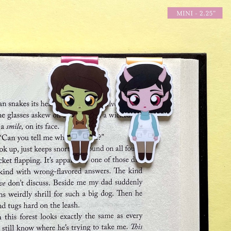 Viv and Tandri Magnetic Bookmark Set inspired by Legends & Lattes: Cute Fanart Bookmarks inspired by an Orc, Succubus, and their Coffee Shop image 4