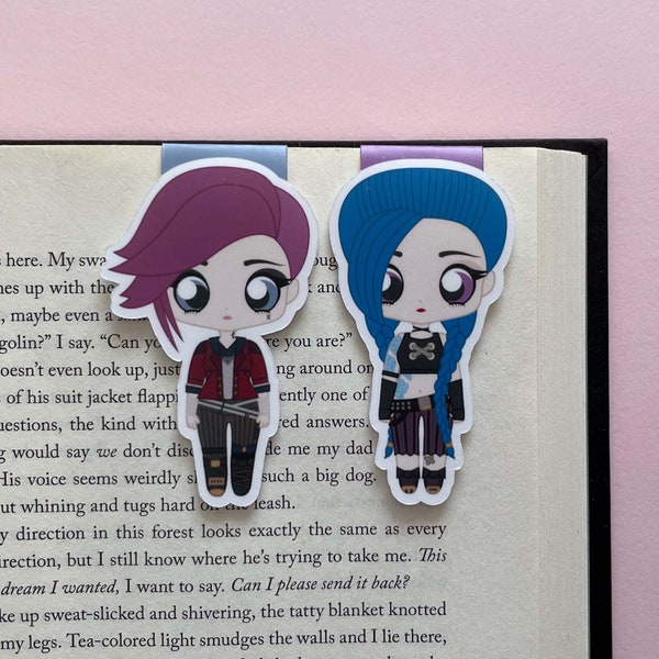 Jinx & Vi Magnetic Bookmark Set: Inspired by Arcane and League of Legends. Perfect for planners, book lovers, and gaming fans too