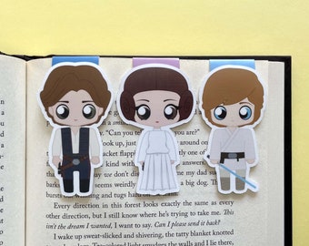 A New Hope Magnetic Bookmark Trio | Han Solo, Princess Leia Organa, and Luke Skywalker | GFFA | Original Trilogy Bookmark Set for Book Fans