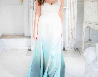 teal ombre wedding dress