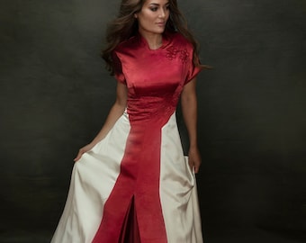 Cheongsam chinês, Cheongsam moderno, Cheongsam de seda, vestido Qipao, vestido de noiva chinês, vestido de noiva de seda, vestido de noiva vermelho, Qipao moderno