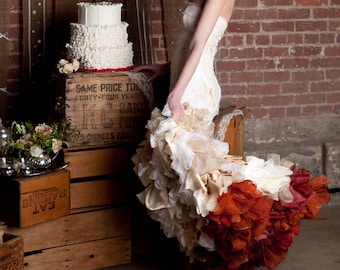 Boho Wedding Dress, Artistic Wedding Dress, Red Bridal Gown, Beach Wedding Dress, Ruffled Wedding Dress, Artisan Wedding Dress, Silk Dress