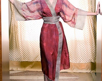 Silk Kimono, Handdyed Kimono, Luxe Robe, Silk Robe, Sexy Kimono, Silk Dressing Gown, Ombre Kimono, Handmade Kimono, Modern Kimono