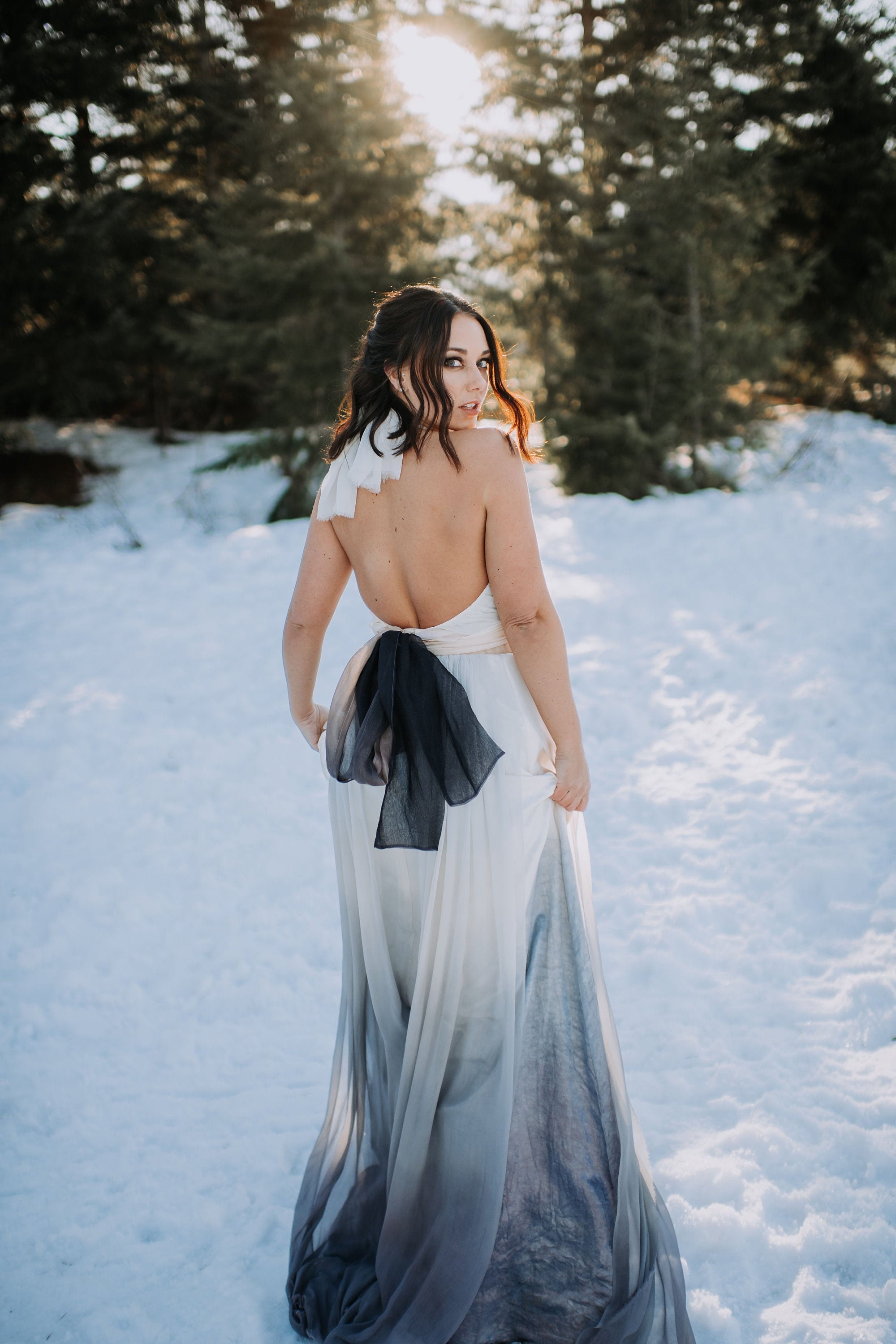 Gray Wedding Dress Ombre Wedding Dress Silk Wedding Dress | Etsy UK
