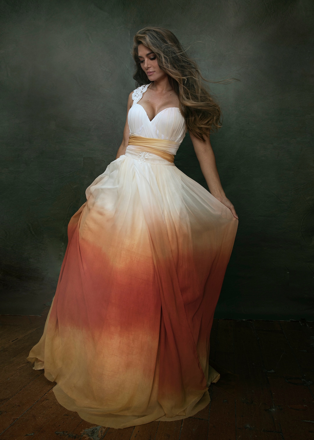 Ombre Wedding Dress Sunset Wedding Dress Silk Chiffon - Etsy