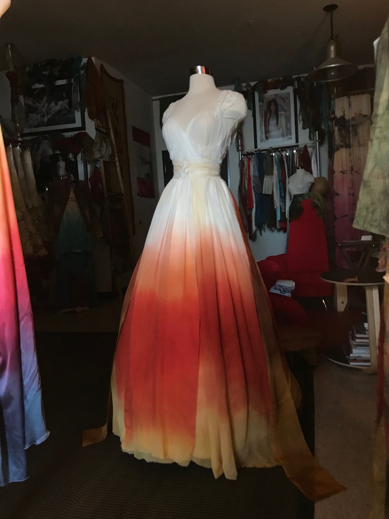 Ombre Wedding Dress Sunset Wedding Dress Silk Chiffon | Etsy