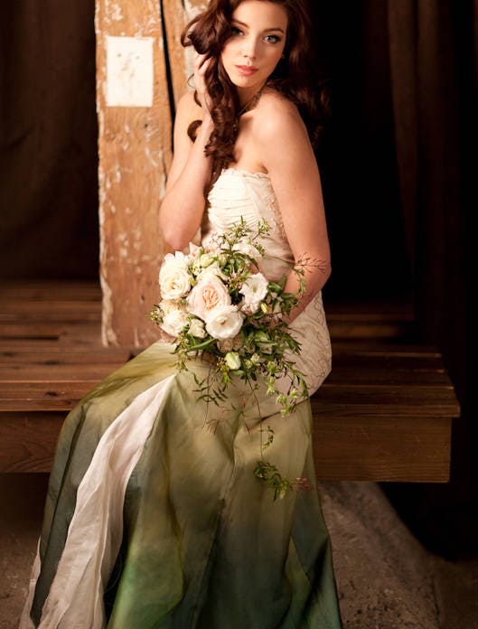ombre green dress for wedding Belted A-Line Strapless Tiered Maxi Dress