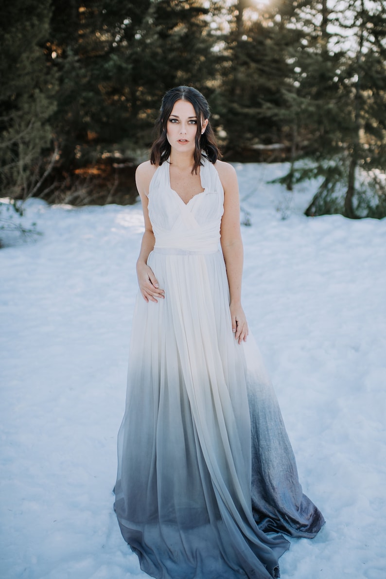 Gray Wedding Dress Ombre Wedding Dress Silk Wedding Dress image 6