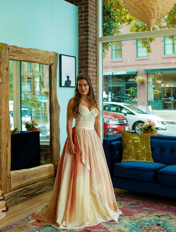 Pink ombre wedding dress cheap