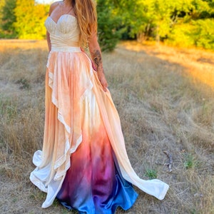 Rainbow Wedding Dress, Mulberry Silk Wedding Dress, Silk Velvet Wedding Dress, Boho Wedding Dress, Wedding Dress, Beach Wedding Dress