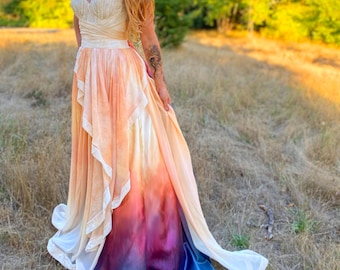 Rainbow Wedding Dress, Mulberry Silk Wedding Dress, Silk Velvet Wedding Dress, Boho Wedding Dress, Wedding Dress, Beach Wedding Dress