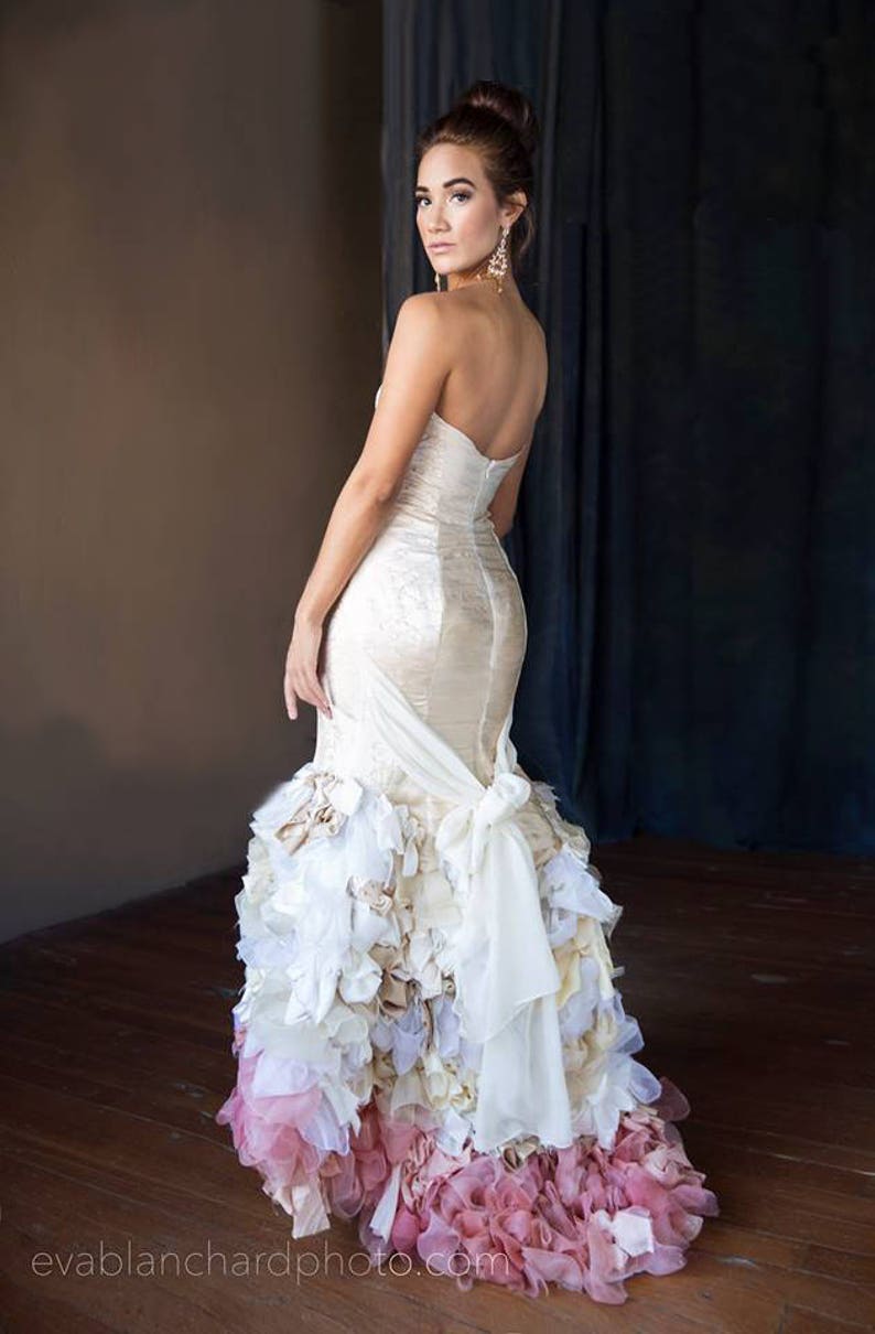 Boho Wedding Dress, Beach Wedding Dress, Pink Wedding Dress, Ombre Wedding Dress, Artistic Wedding Dress, Bridal Gown, Unique Wedding Dress image 2