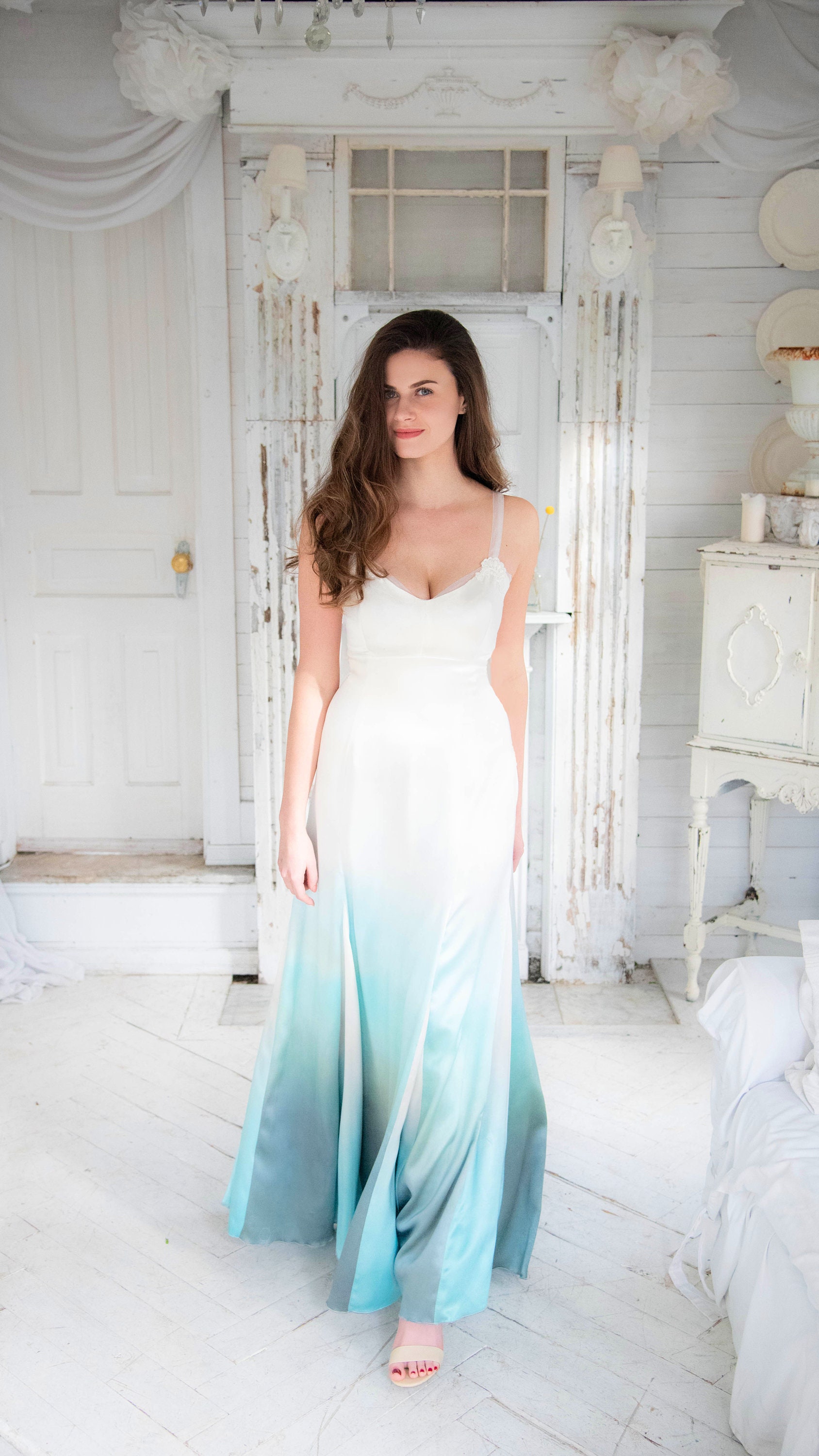 blue ombre wedding dress