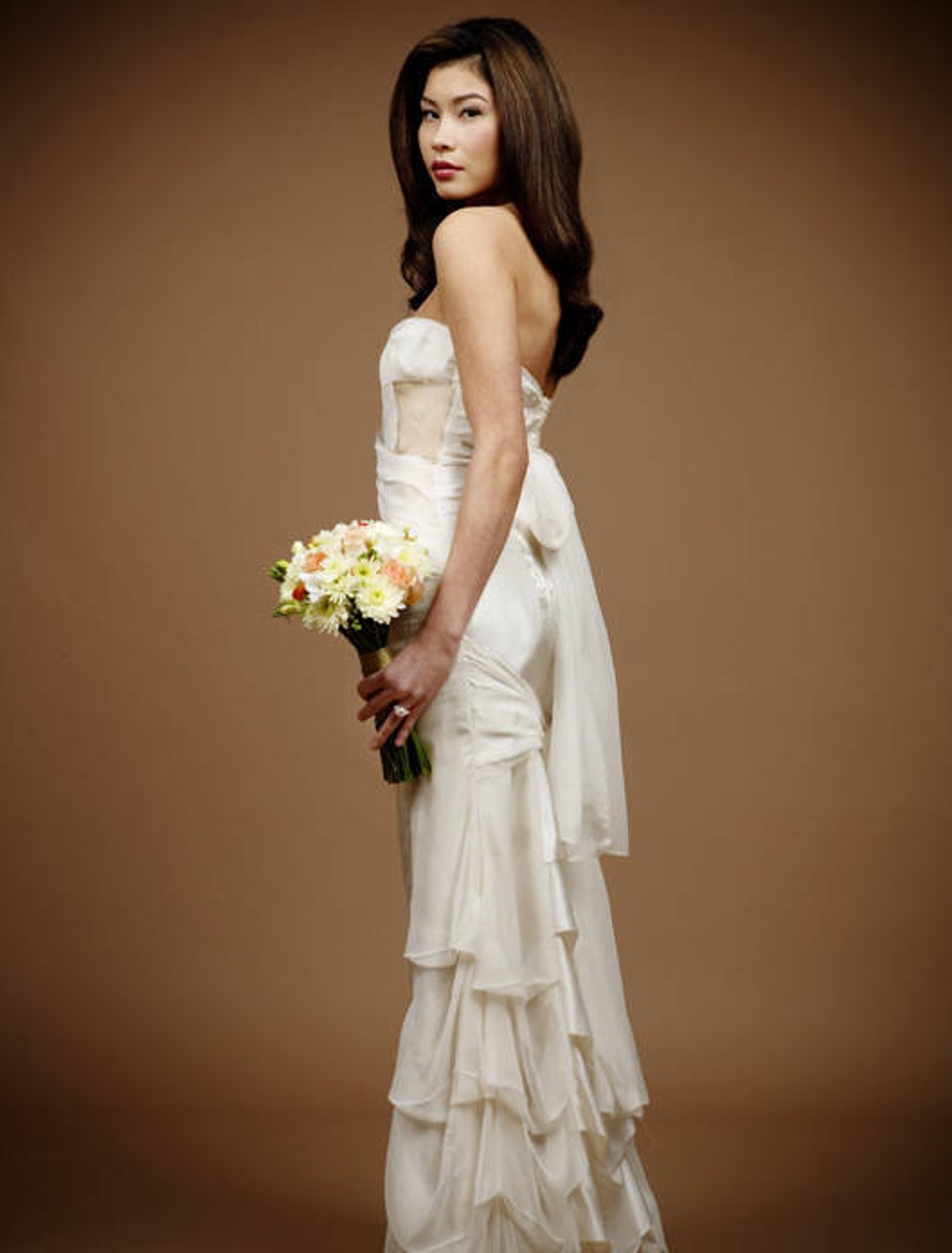 Vestido de novia brocado de seda, vestido de novia sexy, vestido de novia  de gasa, vestido de novia de sirena, vestido de novia ruched, vestido de