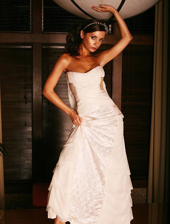 Chiffon ruched wedding dress online