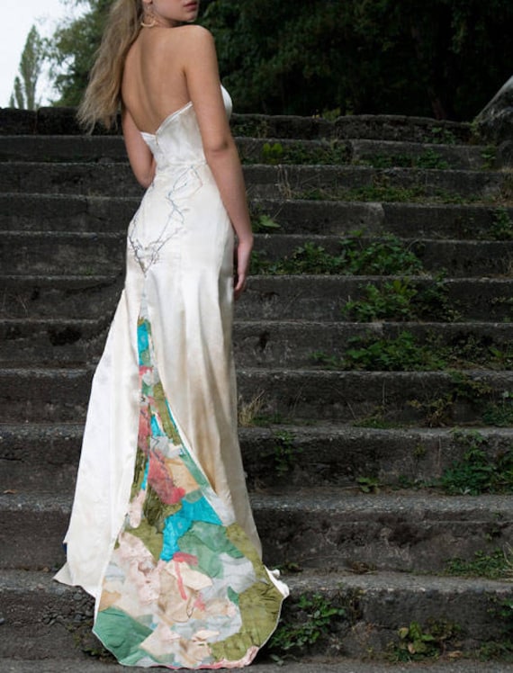 Beach Wedding Dress Artistic Bridal Gown Silk Fiber Art Etsy