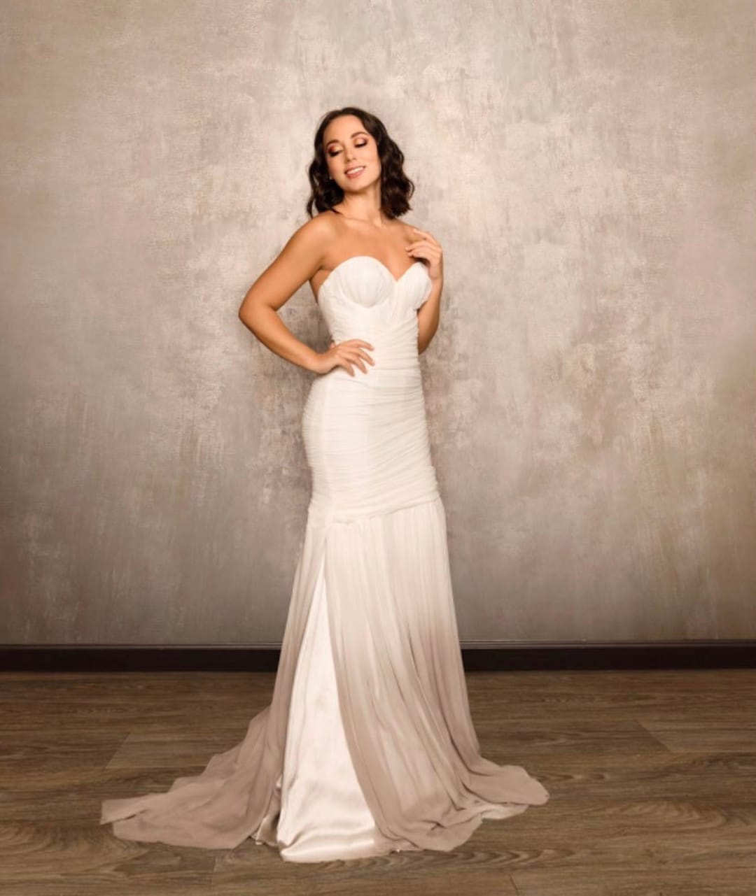 white trumpet mermaid dress Modest Satin Mermaid Wedding Dress Trumpet Wedding Gown AWD1904