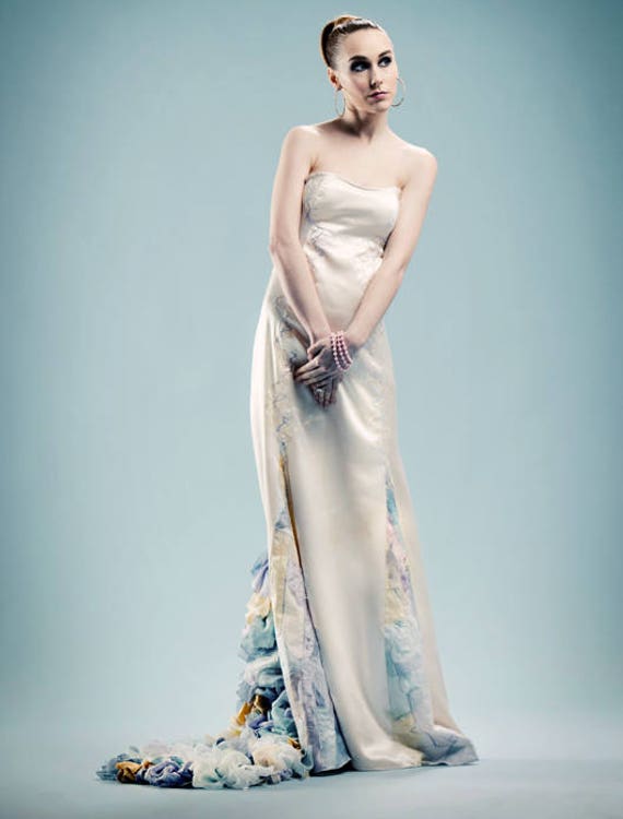 Artistic Wedding Dress Boho Wedding Dress Satin Bridal Gown Etsy