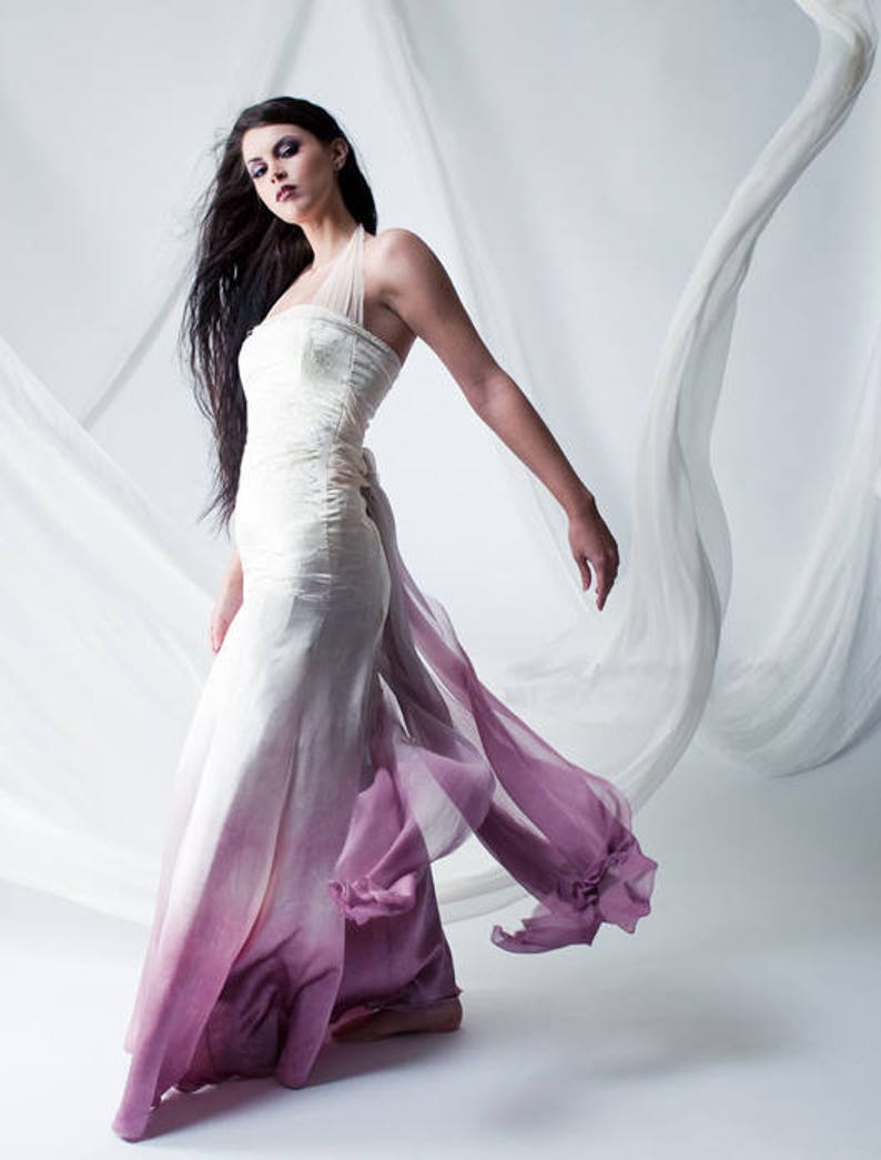 Lilac Ombre Wedding Dress Boho Wedding Dress Beach Wedding Etsy