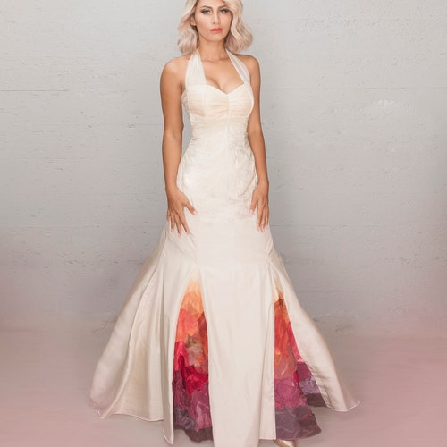 Ombre Wedding Dress Raspberry Bridal Gown Beach Wedding - Etsy