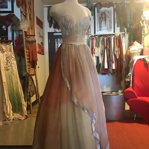 Ombre Wedding Dress, Pink Wedding Dress, Silk Wedding Dress, Boho Wedding Dress, Wedding Dress, Beach Wedding Dress, Bustier Wedding Dress image 9