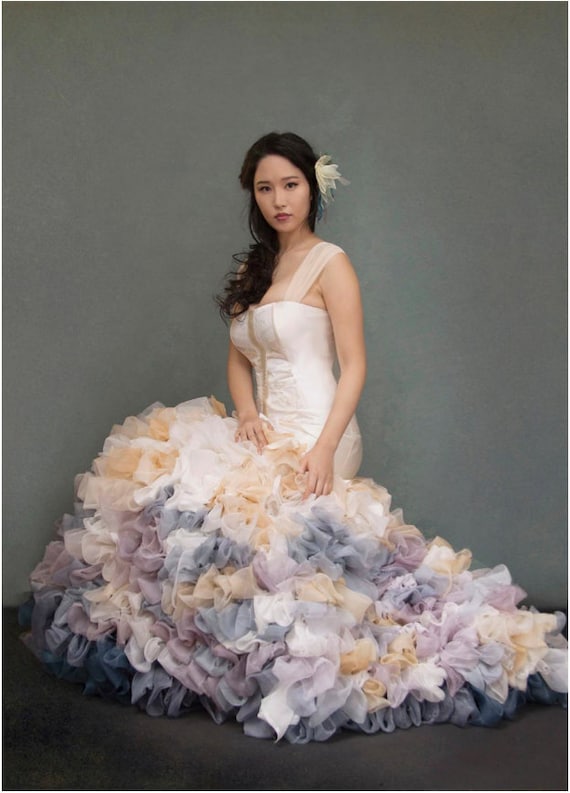 alternative beach wedding dresses Tulle A-line Off-the-Shoulder Beach Wedding Dresses With Side Slit, MW889