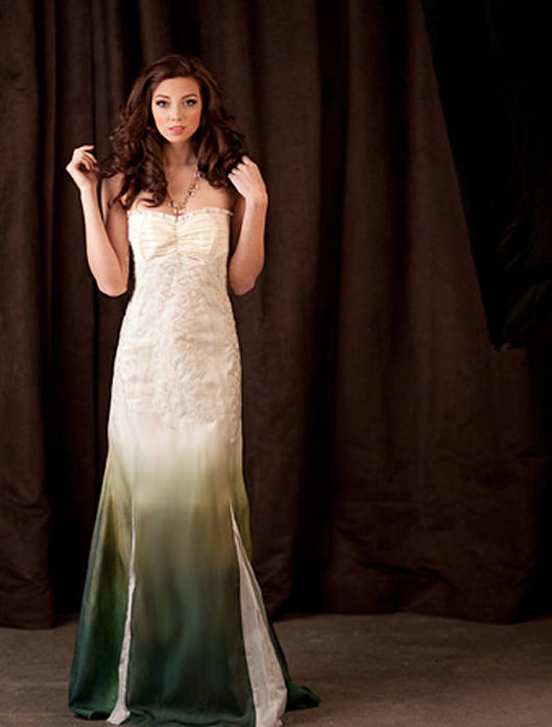 Ombre Wedding Dress Green Wedding Dress Organic Wedding Etsy