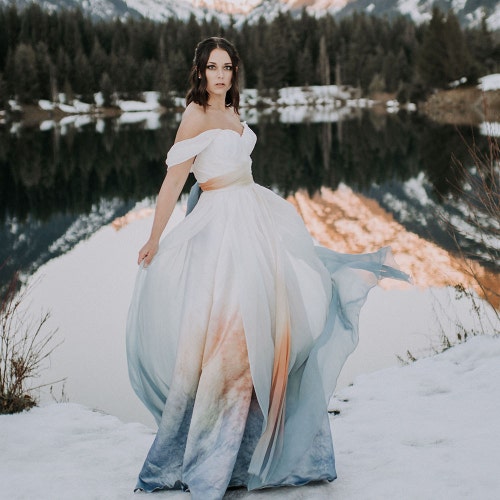 grey ombre wedding dress Gradient Grey Prom Dress Beaded V-neck Pageant Dress 222208  Viniodress
