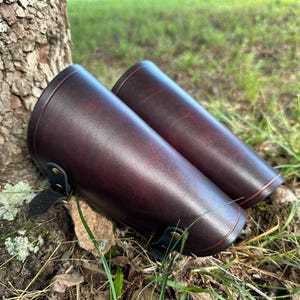 Brown Buckled Leather Adventurer Bracers