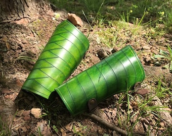 Green Elven Leather Bracers