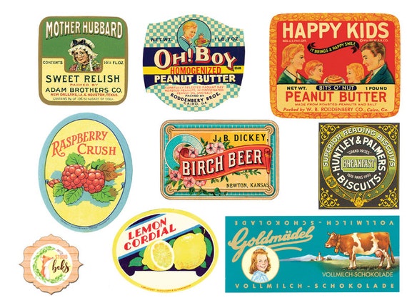 Vintage Food Labels, Vintage Ephemera, Printable, Digital Download, Food  Ephemera, Digital Ephemera