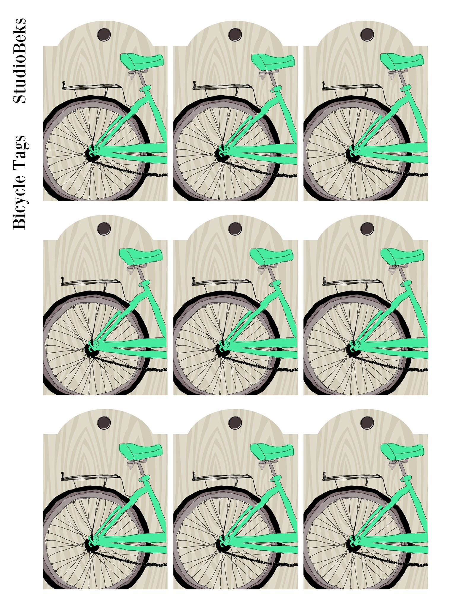 Bicycle Tags, Cycling, Bicycling, Scrapbooking Tags, Gift Tags, Junk Journal Supplies, Paper