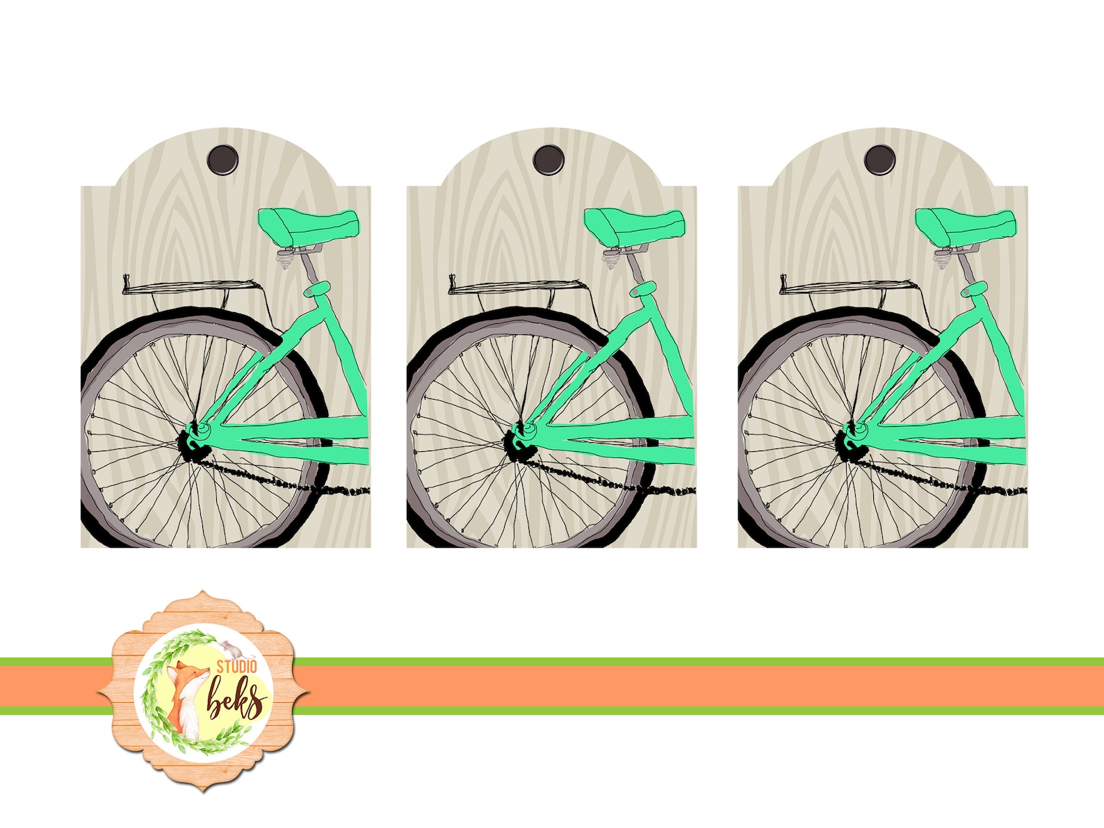 Bicycle Tags, Cycling, Bicycling, Scrapbooking Tags, Gift Tags, Junk