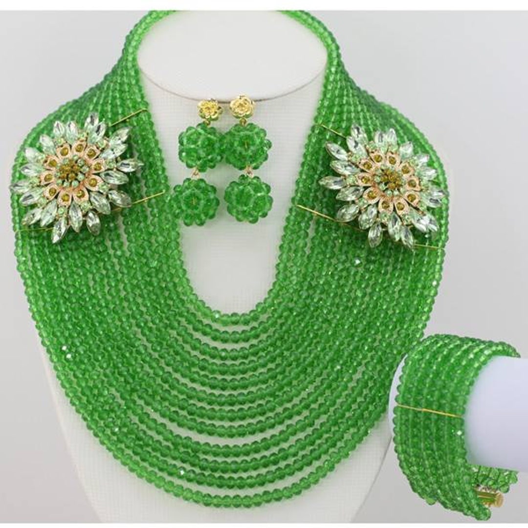 Nigerian Beaded Jewelry Set/african Women's Wedding Beads 12 Rows