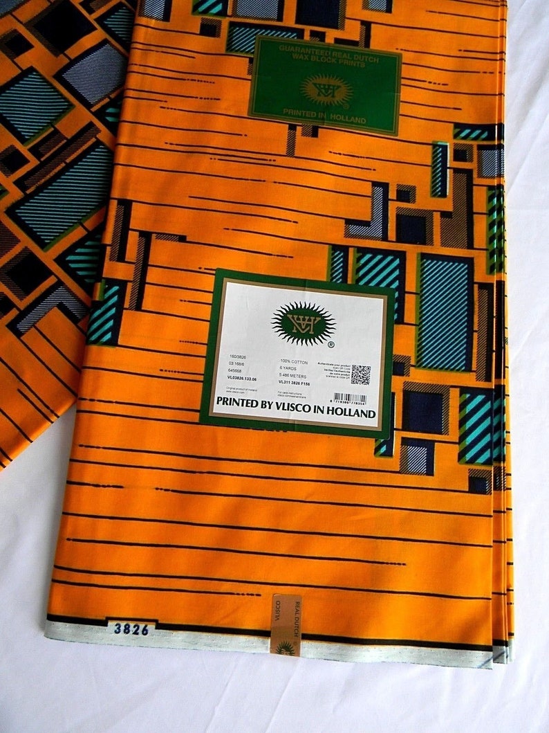 Vlisco Authentic Wax Hollandaise 6 Yards HH13 Pagnes Africaine Dutch Block Wax Print  African Wax Print Wax Fabric For African Outfits