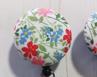 Pretty floral design, ID badge, nurses retractable ID badge holder