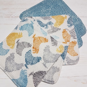 Makeup remover pads, mini face washers, roosters, pack of six, eco friendly