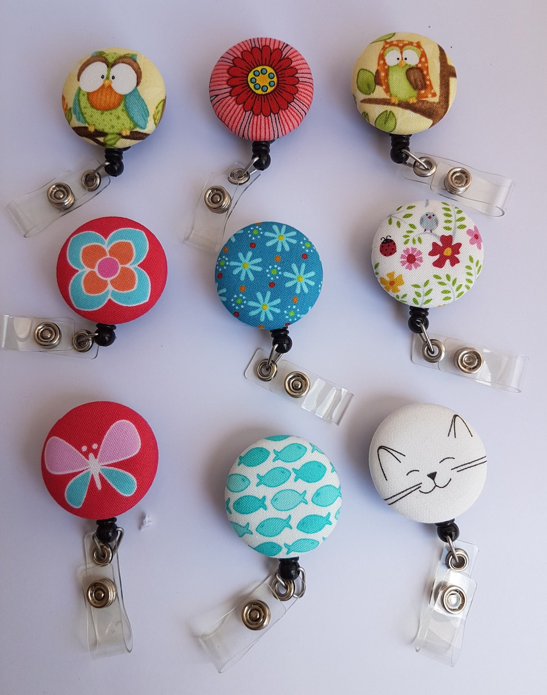Retractable ID Badge Holder Nurses Name Badge Teacher Fabric Etsy