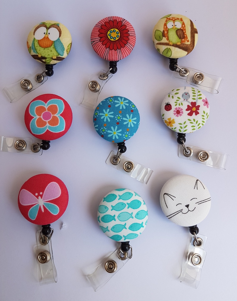 Retractable ID Badge Holder Nurses Name Badge Teacher Fabric Etsy