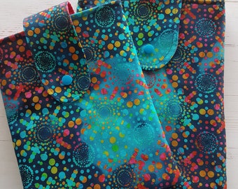 Book sleeves, kaleidoscope, small & large size, fit paperbacks and hardcover books, tablets