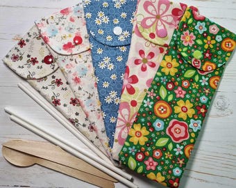 Travel cutlery pouch, toothbrush pouch, pencil case, crochet hook pouch, reusable and plastic free