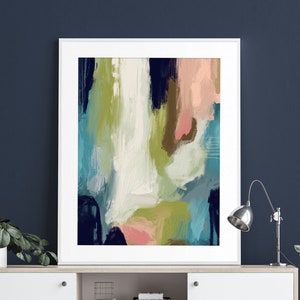 Colorful Abstract Printable Wall Art Painting Downloadable Instant Art Download  Modern Abstract Coastal Art Print Navy Turquoise Green Art