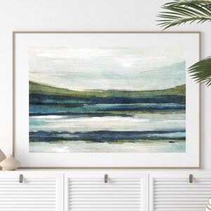 Neutral Abstract Landscape Art Painting Printable Wall Art Blue and Green Coastal Beach Landscape Art Modern Minimalist Abstract